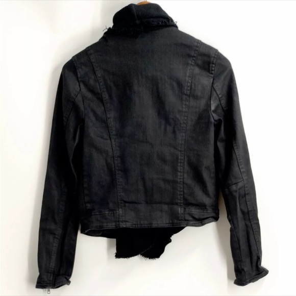 Free People Drape Front Coated Motorcycle Biker Jacket Black Women’s size 4 - Picture 9 of 16
